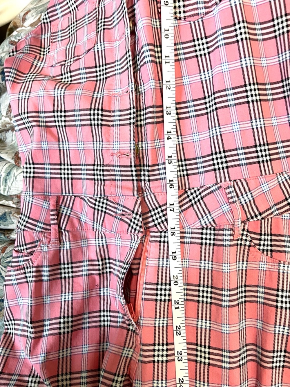 Like an Angel,Pink Plaid Sleeveless,Belt Loops,Jumpsuit,Button-Front,EUC,Size M - Picture 9 of 10